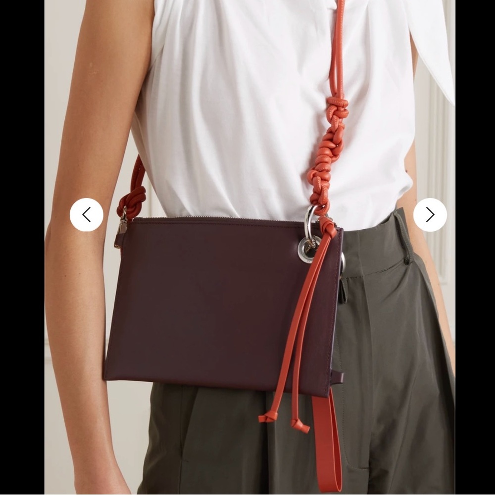 Drie Van Noten Leather Purple Crossbody Bag with Orange Strap